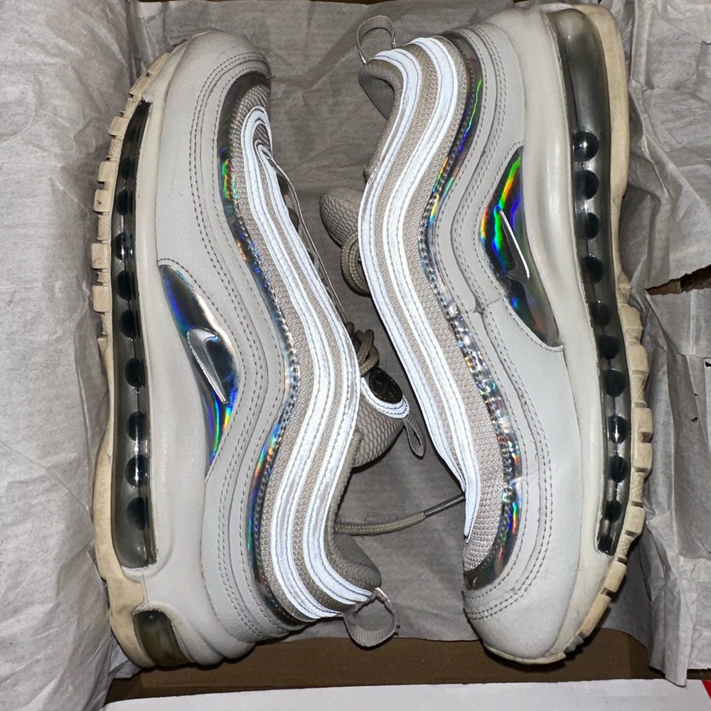 Nike Air Max 97 Iridescent White Sneakers Silver size 8 women and 6.5 Y